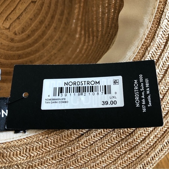 Nordstrom NWT Straw Sun Hat Dark Combo Size L-XL - Picture 5 of 9